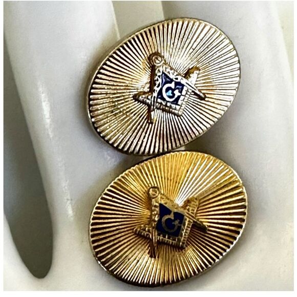 Vintage Masonic Gold tone Cufflinks - Picture 3 of 7